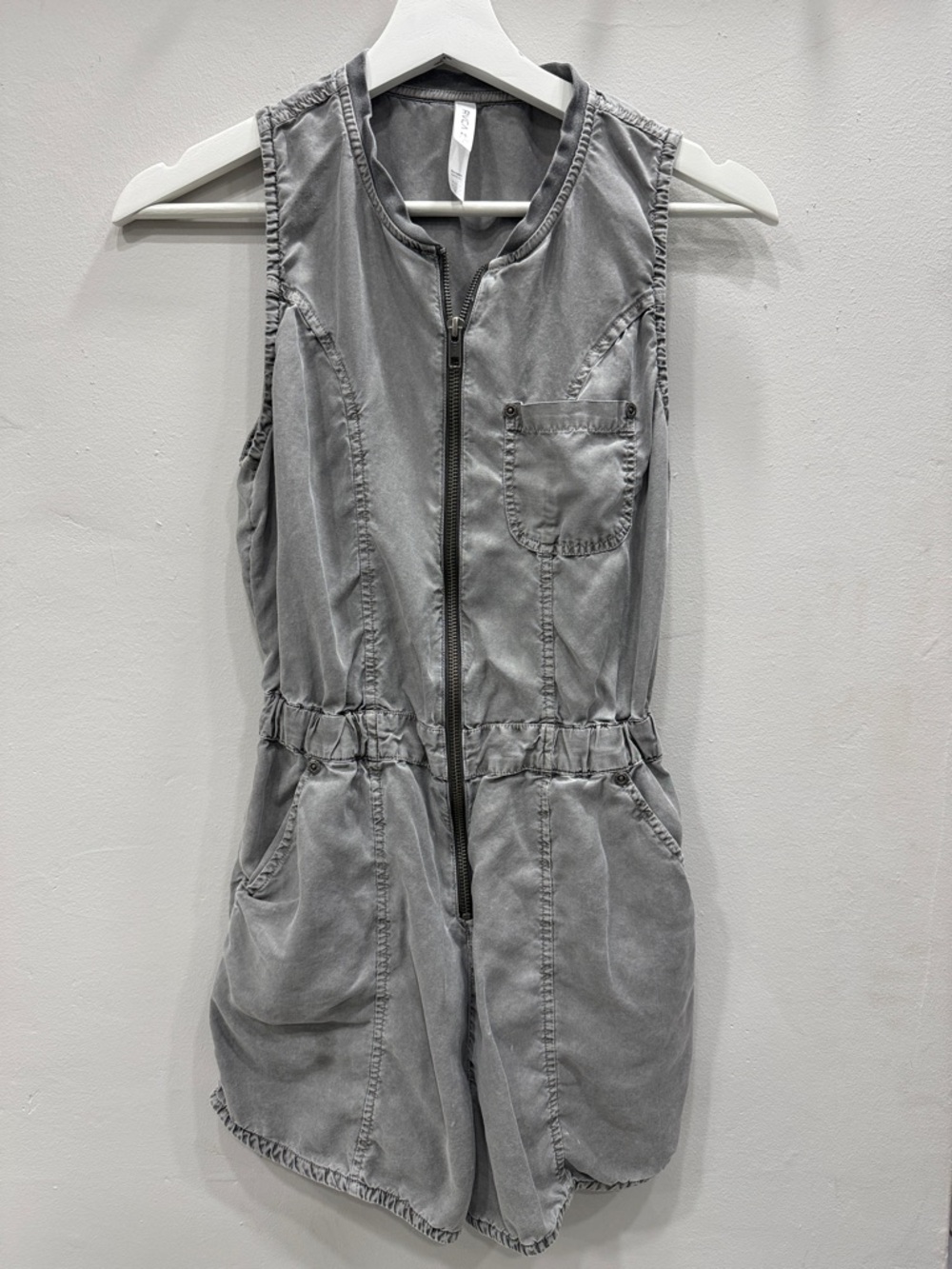 RVCA Washed Gray Sleeveless Zip Romper
